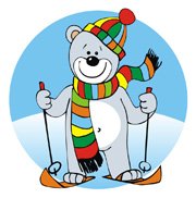 зима медведь на лыжах