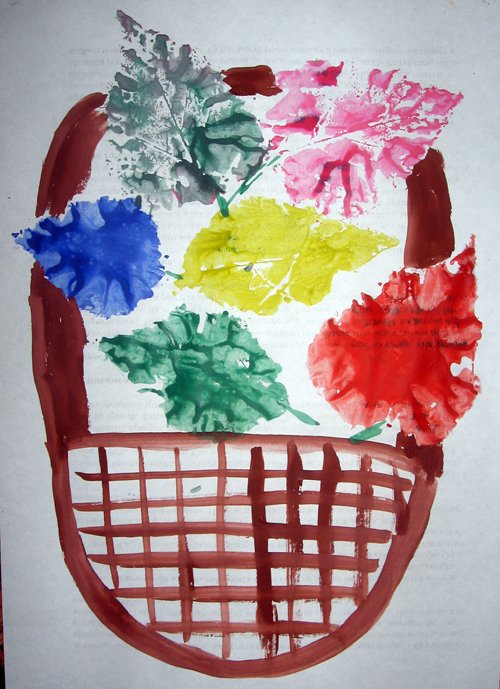 podelka_aplikaziya2 корзинка с листьями