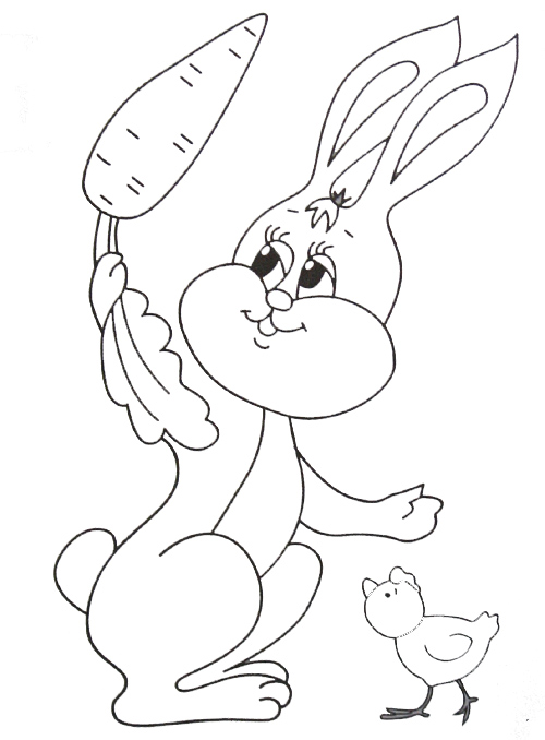 Раскраска заяц с морковкой